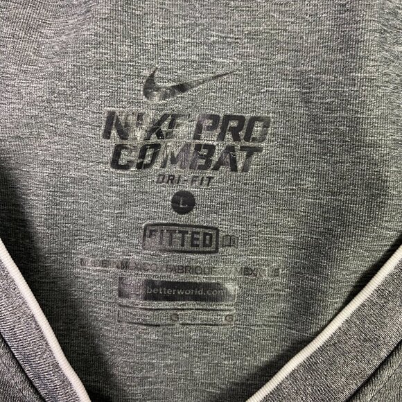 Nike Pro Combat Shirt Women's Large Gray Fitted Compression Gym Running Dri-Fit - Picture 5 of 9